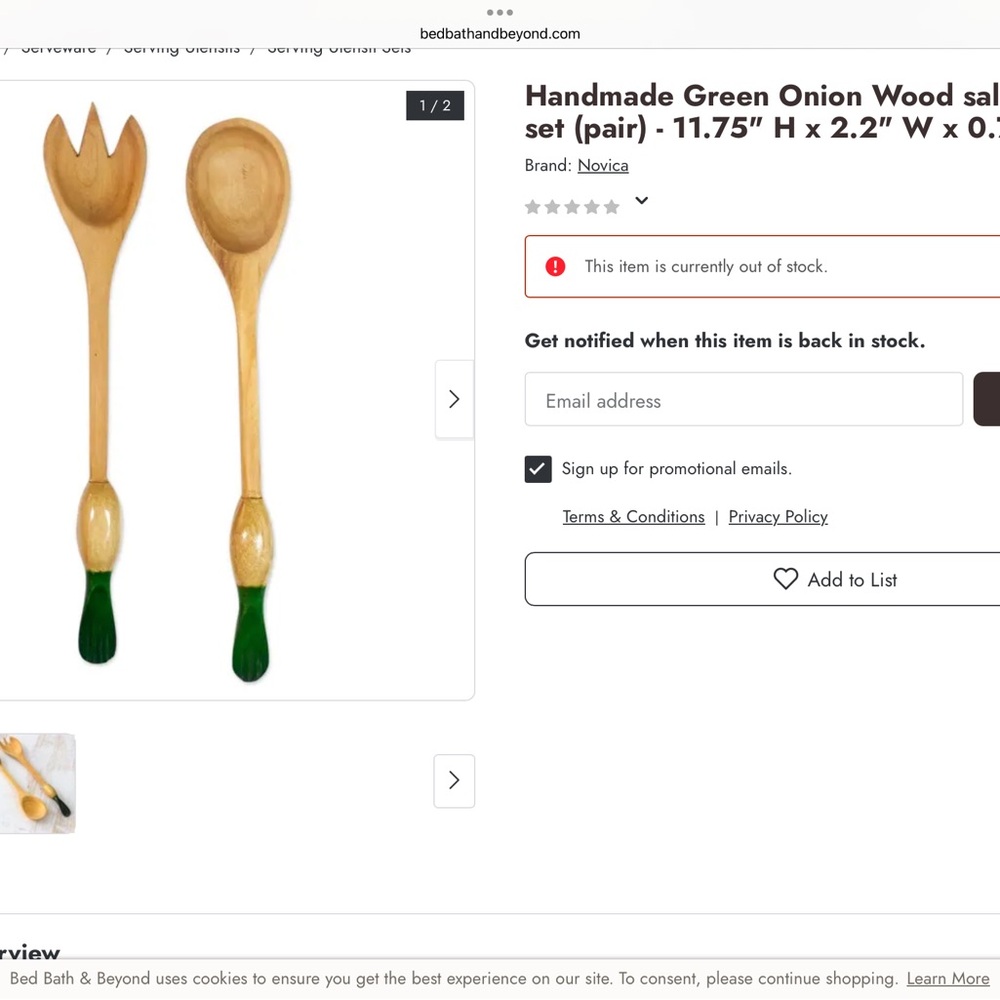 BASEBALL SALAD/PASTA TONGS or GREEN LEAF BOTANICAL TONGS - Picture 6 of 16